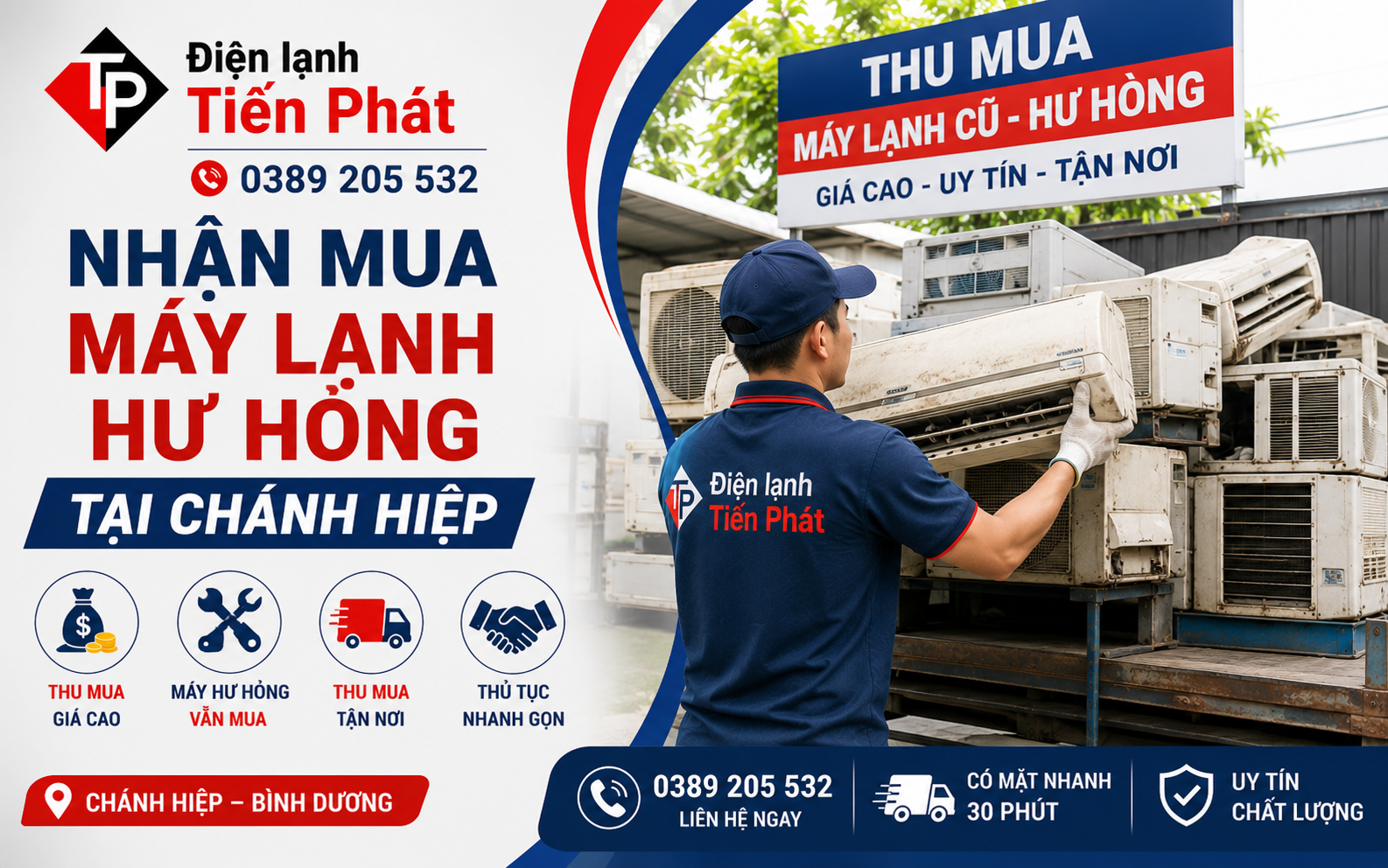 Nhận mua máy lạnh hư hỏng tại Chánh Hiệp giá cao, tháo dỡ trong ngày